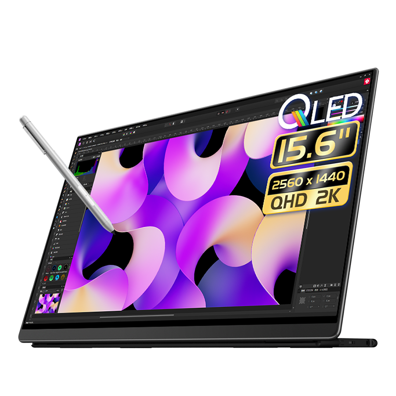 EHOMEWEI Portable Monitor 2K 144Hz 15.6" Glossy 100% DCI-P3 Support Stylus For Gaming Working 【Q3g】