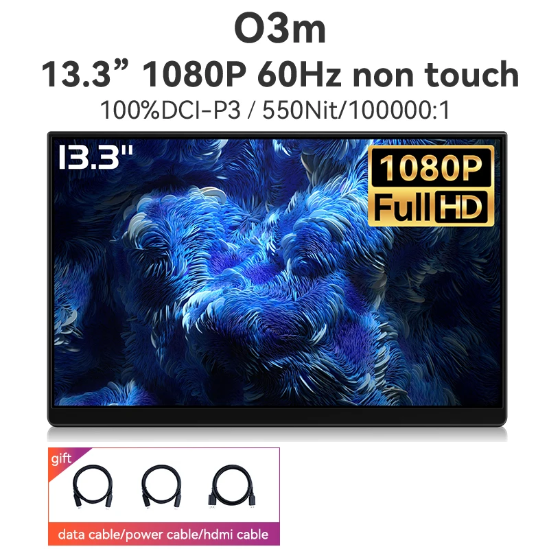 EHOMEWEI OLED Portable Monitor 13.3" FHD 60HZ 100%DCI-P3 16:9 For Switch Laptop 【O3m】