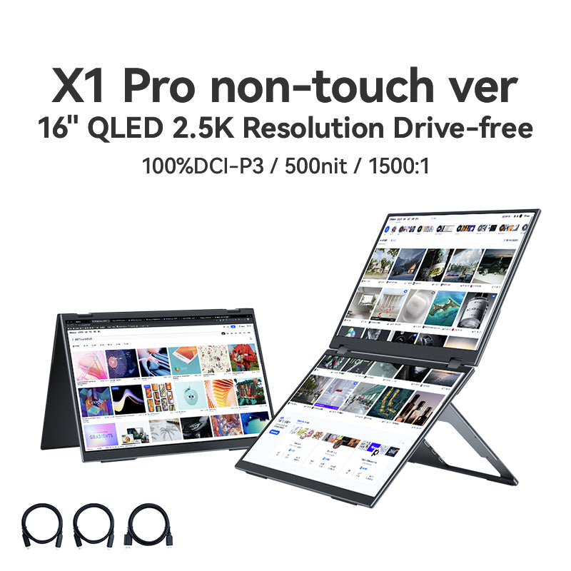 EHOMEWEI Dual Screen Portable Monitor Drive-free 2K 16” For Laptop Win Macbook 【X1 Pro】