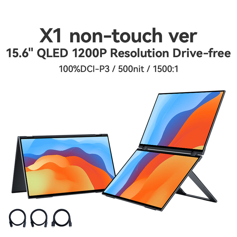 EHOMEWEI Dual Screen Portable Monitor Drive-free FHD 15.6“  For Laptop Win Macbook 【X1】